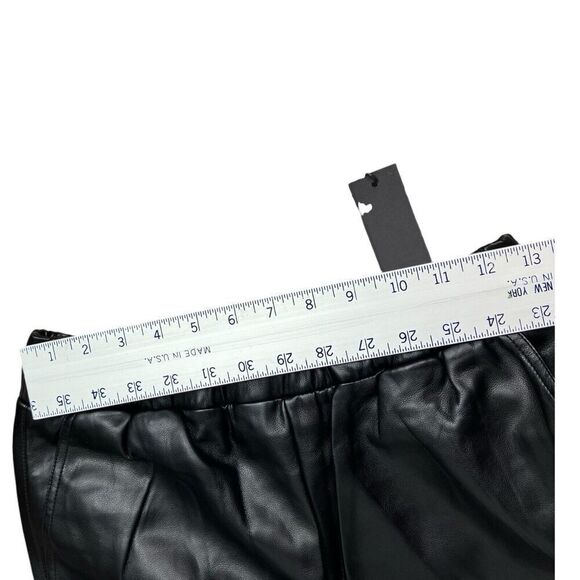 Blank NYC Pants WMNS S Black Faux Leather Cropped Straight Pockets Elastic Waist - Picture 5 of 15